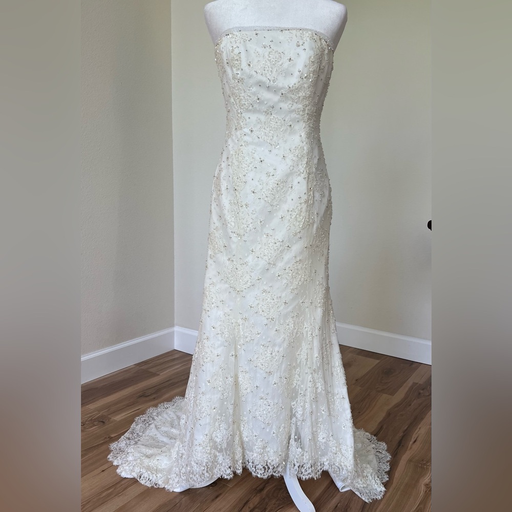 Mori Lee Strapless Beaded Lace Wedding Gown Ivory/Cream Bridal 6–8 (Street 2–4)